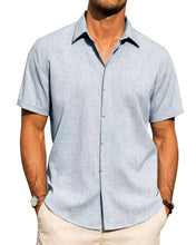 Load image into Gallery viewer, Mens Golf Shirts for Men Summer Beach Loose Shirt Button Down Short Sleeve Blouses Solid Print Casual Linen Shirts Streetwear
