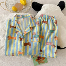 Load image into Gallery viewer, Star Striped Dog Print Kawaii Pajamas for Women Y2K Fashion Lapel Neck Women's Pajamas Summer New Sweet Cute Home Wear Woman
