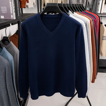 Load image into Gallery viewer, New Sweatwear Men's V Neck Basic Solid Color Sweaters Round Neck Elastic Pullovers Warm Autumn Knitted Oversized Sweater Men
