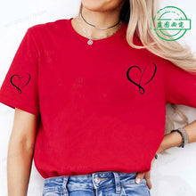Load image into Gallery viewer, Women Love Heart Design T-Shirts Fashion Casual Short Sleeve T-shirt Heart Personalised Graphic Tshirts RED Women T Shirts Ts01

