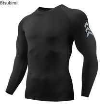 Load image into Gallery viewer, Gym Sports T-shirts for Men Long Sleeve Tights Boxing Sportswear Breathable Quick Dry Fitness Tops Male Outdoor Training Clothes
