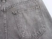 Load image into Gallery viewer, Slanted Placket Retro Wide Jeans
