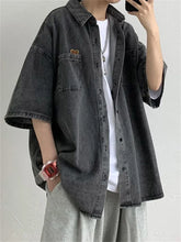 Load image into Gallery viewer, 2025 Shirts Men Clothing Fashion Short Sleeve Summer Korean Style Loose All-match Cargo Handsome Homme Solid Tops Harajuku
