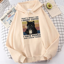 Load image into Gallery viewer, Men's fashion hoodie, high-quality cat drinking coffee print hoodie, fashionable casual hoodie, Harajuku hoodie

