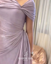 Load image into Gallery viewer, Lilac Draped One Shoulder Evening Gown
