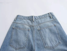 Load image into Gallery viewer, Slanted Placket Retro Wide Jeans
