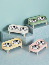 Load image into Gallery viewer, HOMEFISH Dopamine Multicoloured Tall Pet Feeder with Two Stainless Steel Bowls and Neck Support
