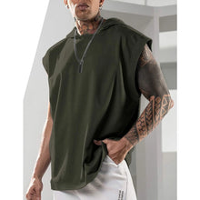 Load image into Gallery viewer, 2026 Men Tank Top  Fitness Training Pullover Leisure Fashion Sleeve Men's Hooded Vest Solid Color Tank Tops For Male
