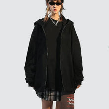 Load image into Gallery viewer, High Street Hoodie Men Solid Color Zip Up Long Sleeve Loose Jacket Coats Casual Hooded Sweatshirt Y2K Fashion Outdoor Clothes
