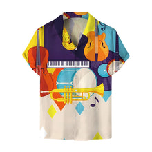 Load image into Gallery viewer, Shirts For Men Music Guitar Print Rock Hip Hop Tops Male Clothing Short Sleeve V-Neck Beach Ahloa Shirts Camisa Social Masculina
