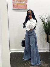 Load image into Gallery viewer, Vintage Wide-Leg Jeans for Women Y2K Niche Design Flared Pants Loose Versatile Floor-Length Trousers
