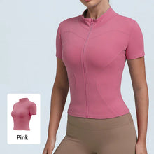 Load image into Gallery viewer, New Women's High-Elastic Yoga Jacket — Form-Fitting, "Naked-Feel" Running &amp; Fitness Top (Short Sleeve)

