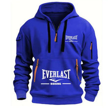 Load image into Gallery viewer, Men's Fashion Casual Hoodie Multi-pocket Sports Long-sleeve Sweatshirt Up Down Print Warm Half Zip Hooded Fitness Pullover Good
