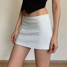 Load image into Gallery viewer, Women Low Waist Skirts Stripes A-line High Waist Skirt for Women Hips Spliced Short Skirt Ladies Bodycon Layered Mini Bottoms
