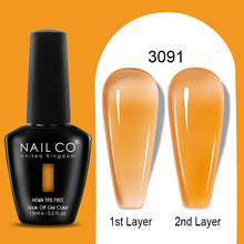 Load image into Gallery viewer, NAILCO 15ml Colorful Jelly Gel Nail Polish Gorgeous Color HEMA TPO FREE Soak Off UV LED Semi Permanent Long Wear Gel Varnish

