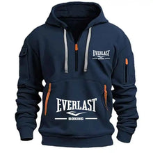 Load image into Gallery viewer, Men's Fashion Casual Hoodie Multi-pocket Sports Long-sleeve Sweatshirt Up Down Print Warm Half Zip Hooded Fitness Pullover Good
