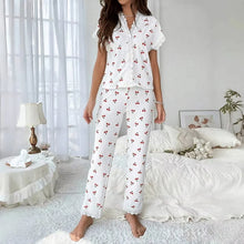 Load image into Gallery viewer, Cherry Lace Trim Pajama Set

