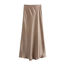 Load image into Gallery viewer, Elegant Satin Office Midi Skirt
