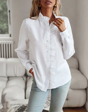 Load image into Gallery viewer, Women's Shirt Elegant Long Sleeve Ruched Stand Neck Office Lady Blouse Casual Button Shirts Harajuku Tunics Street Simple Tops
