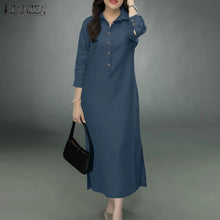 Load image into Gallery viewer, Elegant Lapel Solid Midi Dress
