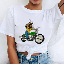 Load image into Gallery viewer, Women's Fashion T-Shirts Bob Marley Printed Casual Round Neck Graphic Tee Cute Short Sleeve T-shirts Summer Tops Harajuku Shirt
