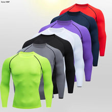 Load image into Gallery viewer, Men Bodybuilding Sports T-Shirt Quick Dry Running Shirt Long Sleeve Compression Top Gym T Shirt Men Fitness Tight Rashgad
