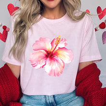 Load image into Gallery viewer, Pink Hibiscus Casual Y2K Tee
