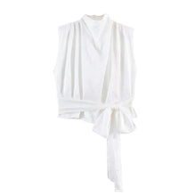 Load image into Gallery viewer, Women's Top 2026 Spring New Style Orange Sleeveless Satin Texture Long Ribbon Top Elegant and Stylish Unique Fashion Focus
