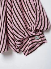 Load image into Gallery viewer, Women Striped Shirts For Women Vintage Elegant Puff Sleeve Summer New High Street Clothes Leisure Single-breasted Lapel Blouse
