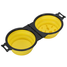 Load image into Gallery viewer, 1-piece 2-in-1 Foldable Dual Bowl Feeding Bowl Portable Outdoor Travel Dog Cat Drinking Bowl Pet Supplies Outdoor Feeding Water
