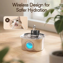 Load image into Gallery viewer, 3L Stainless Steel Wireless Recharging Sensor Cat Water Fountain Auto Drinking Fountain For Cats Dog Drinker Pet Dispenser Bowl
