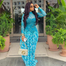 Load image into Gallery viewer, Floral Turtleneck A-Line Maxi Dress
