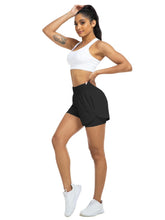 Load image into Gallery viewer, Women's high-waisted athletic shorts for running, yoga, layered design, anti-exposure, fitness, and workout with pockets
