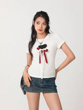 Load image into Gallery viewer, Heart Bow Lace Tee
