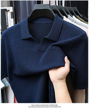Load image into Gallery viewer, 100% Cotton Short-sleeved POLO Shirt Men's Lapel Knitted T-shirt High-end Casual Bottoming Versatile Men's Short-sleeved Men's T
