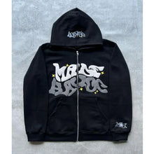 Load image into Gallery viewer, Hooded zipper hoodie with retro American-style letters, unisex, suitable for pairing with a millennial-style jacket

