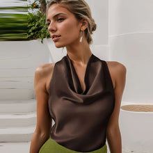 Load image into Gallery viewer, HXAO Top Women Halter Satin Women Tops Backless Corset Top Vest Yellow Pink Black Summer Elegant Sexy Tops Tank Vestidos
