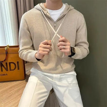 Load image into Gallery viewer, Hooded New Internet Celebrity Men's Sweater Versatile Popular Autumn Winter Solid Color Zipper Bottoming Trendy Hoodies Casual
