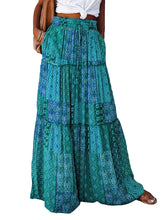 Load image into Gallery viewer, Women's Bohemian Skirts Vintage Elastic High Waist A-Line Skirts Tiered Long Skirts with Pockets
