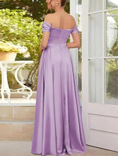 Load image into Gallery viewer, Off Shoulder Satin Bridesmaid Gown
