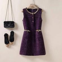 Load image into Gallery viewer, Elegant Tweed Sleeveless Midi Dress
