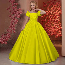 Load image into Gallery viewer, Elegant Flower Girl Dresses for Wedding Satin Beaded Floral Floor Length Girl Kids Birthday Party First Holy Communion Gown
