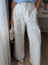 Load image into Gallery viewer, Summer White Pants For Women Cotton Formal High Waist Wide Leg Trousers Ladies Elegant Summer Women's Pants Straight Leg Office
