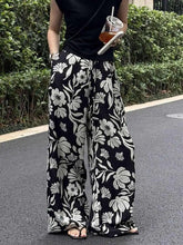 Load image into Gallery viewer, Wide-leg Pants for Women Summer Thin Printed New Style Drawstring Elastic Loose Straight Casual
