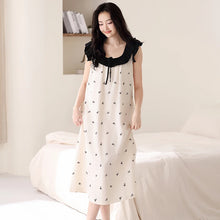 Load image into Gallery viewer, Newest Women Nightdress Female 100% Cotton Nightwear Floral Short Sleeve Sleepdress With Chest Pad
