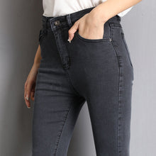 Load image into Gallery viewer, Jeans for Women Mom Jeans Blue Gray Black Woman High Elastic Stretch Jeans Female Washed Denim Skinny Pencil Pants
