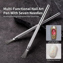 Load image into Gallery viewer, Nail Art Wire Drawing Tool Multifunctional Seven-pin Pen Texture Brush Tools DIY Nail Brush Bendable Feather Pin Painting Lines
