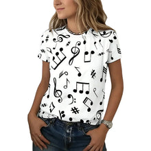 Load image into Gallery viewer, Women T-Shirt  Music Note Print Short Sleeve Crew Neck Casual Loose Fit Casual Top Spring Summer Daily Streetwear Versatile Top
