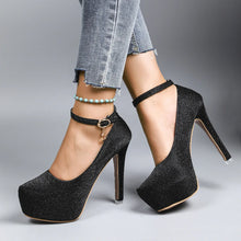 Load image into Gallery viewer, Women's High Heels 2025 New Style Semi-Uppered Thin Heel Waterproof Platform Buckle Fashion Shoes Large Size Strap Shoes
