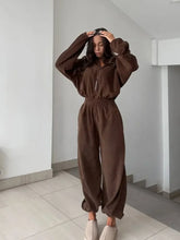 Load image into Gallery viewer, Jumpsuit Women 2026 New Fashionable Long Sleeved Jumpsuit for Women's Casual Half Open Collar Elastic Waist Jumpsuit
